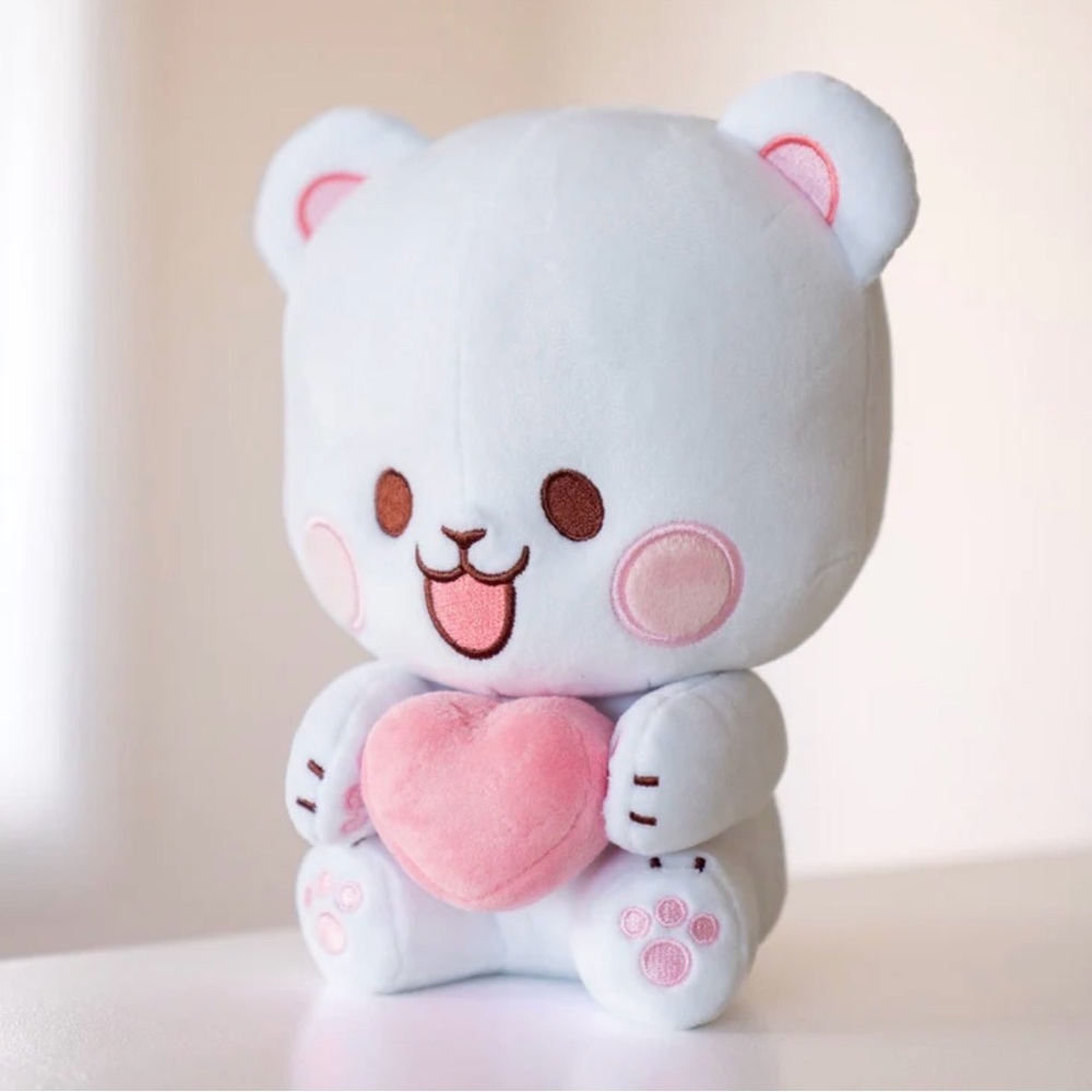 Adorable White and Pink Plush Bear Toy